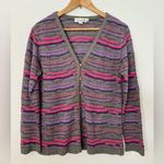 French Rags Vintage Colorful Striped Women's Sweater 100% rayon Purple Gray Pink Size L Photo 0