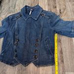 Free People Denim Military Band Jacket Double Breasted Blue Jean OB466872 Photo 5