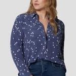 Equipment | L | Top Button Up Down Top Shirt PURE silk shirt blue star print Size L Photo 0