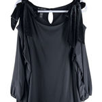 INC Womens Tops Size 3X Black Stretch Jersey Knit‎ Velvet Bow Cold Should… Photo 0