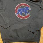 Womens Chicago Cubs Sweatshirt Rhinestone Crystal Bling Graphic Logo SZ L Hoodie Black Size L Photo 1