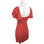 ZARA Red Floral Sweetheart Neck Flutter Sleeve Bow Smocked Back Mini Dress Sz S Photo 1