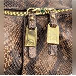 G.I.L.I. Milano Python Printed Hobo Bag Leather Shoulder Brown Zipper Strap EUC Photo 10