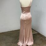 Revelry Champagne pink satin bridesmaid maxi slit dress Size 8 Photo 4