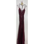 La Femme  Strappy Back Tie Trimpet Gown in Dark Berry Size US 8 Photo 5