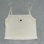 Champion  Graphic Logo Cream Pastels Cropped Cami Tank Top Sz Xs Square Neck Photo 1