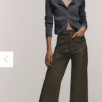 Anthropologie  Maeve Colette Magic Fabric Cropped wide-Leg Pants in Dried Fern Photo 0