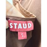 Staud Satin Sleeveless Halter Mini Dress with Gold Necklace Brown Women's Size S Photo 4