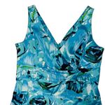 American Living Floral Sheath Dress Sleeveless V-Neck Aqua Blue Party Size 14 Photo 4
