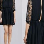 Alice + Olivia  Conan Shirred Lace Sleeve Open Back Silk Dress Photo 1