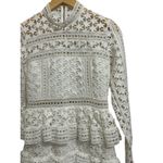 SELF PORTRAIT High‎ Neck Star Lace Paneled Dress White size 8 Photo 2