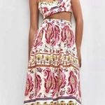 Caroline Constas 2 Piece Linen Blend Cropped Top & Midi Skirt Women's Medium NWT Pink Photo 0