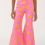 Free People We Youthquake Printed Crop Flare Jeans Floral Lipstick Combo Pink 28 Photo 0