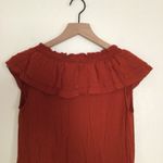 ZARA Ruffle Midi V-Neck Sleeveless Terra Cotta Orange Smocked Tiered Flowy Dress Photo 6