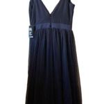 EXPRESS Navy Blue Polka Dot Tulle Full Skirt Sleeveless Midi slip Dress y2k sz 0 Photo 1