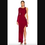 Lovers + Friends Edith Crimson Red Velvet Cut Out Long Sleeve Gown S Photo 1