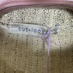 NEW Cut Loose Womens Size Medium Yellow Linen Blend Cropped Sweater Boucle Photo 3