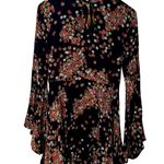 k/lab Floral Mini Dress with Bell Sleeves Small Black Red Fall Boho Retro EUC Photo 0