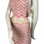 Freshman 1996 Pink Crochet Halter Top & Mini Skirt 2 PC Set Sz XS Boho Festival Photo 0