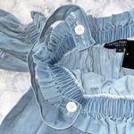 Central Park West New Removable Strap Off Shoulder Chambray Tank Top Blue Photo 11