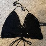 Lulu's Black Crochet Halter Tank Top Size M Photo 1