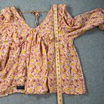 Simply Southern Daisy Print Ruffle Babydoll Blouse Women's XXL Red Tie Back New Photo 6