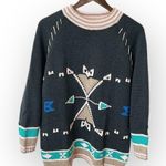 Camp Beverly Hills Canteen Vintage pullover sweater, geometric intarsia, size S Gray Photo 0