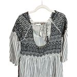 Free People  Women's Boho Mini Lola Striped Dress White Black Tiered Embroidered Photo 6