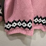 JustFashionNow Pink Patterned Chunky Knit Cardigan Sweater Wool XXL Photo 3