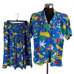 Diane Von Furstenberg  Vintage 80s Midi Skirt Top Shirt Size 10 12 Bulls Tropical Photo 0