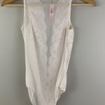 Victoria's Secret VICTORIA’S SECRET White Lace Mesh Back Deep V High Neck Teddy Bodysuit NEW Photo 8