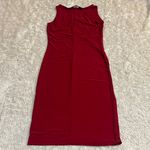 Norma Kamali  Sleeveless Boat Neck Deep Berry Red Midi Bodycon Dress Photo 6