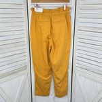 Loft High Rise Paper Bag Straight Leg Crop Pants Yellow Small Elastic Baggy Photo 1