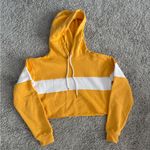 Garage  Yellow and White Striped Cropped Hoodie Photo 1