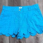 Crown & Ivy  Shelby Scalloped Hem Shorts Preppy Southern Bright Blue 10 Turquoise Photo 0