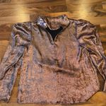 Future Collective Womens Metallic Mock Neck Puff Sleeve Top M holiday dress Brown Size M Photo 2
