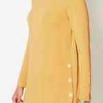 J.Jill  Luxe French Terry Side Button Tunic Top Butter Yellow Soft Cozy Size S Photo 0