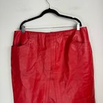 Newport News Vtg Red Leather Skirt Plus Size 20W Short Mini Pockets Photo 2