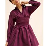 Hutch Iridescent Waisted Shirtdress Plum Size Medium NWT Shirred Waist Dressy Photo 0