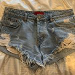 Signature 8   Light Wash Ripped Jean Shorts Photo 0