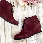 Michael Shannon MICHAEL by “Rebeka” Wine Suede Wedge Lace-up Booties 7 Photo 2