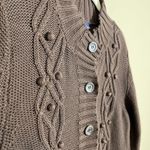 Women's Sweater Cardigan Espresso Chocolate Brown mock Y2K 90s Textured 3d Cable Size M Photo 4