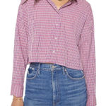 Xírena Dawson Button Front Cropped Shirt in Coral Cove Pink Purple Size Medium Photo 0