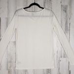 DKNY NWOT  Jeans Cream Ribbed Knit Long Sleeve Keyhole Top Women's Size Large Photo 4