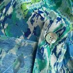 Ruby Rd  Blue Floral Button Down Front Blouse Womens 6P Linen Coastal Grandma Photo 11