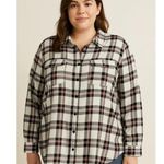 Timing Button-Up Shirt Plaid Flannel Look Grunge Soft Stretch 2X Photo 0