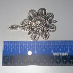 Vintage Flower Teardrop Rhinestone Silver Tone 2" Brooch Pin Photo 3