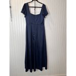 Lulus  Ultimate Sweetness Navy Blue Satin Flutter Sleeve Maxi Dress Bridesmaid XL Photo 3