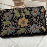 BEAUTIFUL Vintage Zardozi Embroidery Clutch Bag Black & Gold Velvet Purse Photo 0