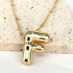 Bubble Balloon Letter F Initial Necklace Gold Photo 0